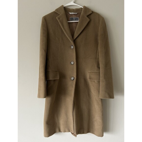 Intrend by Max Mara Made In Italy Long Brown 100% Wool Coat Size 4 Chic Luxury - Picture 13 of 13